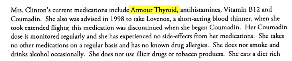 Hillary Clinton Uses Armour Thyroid